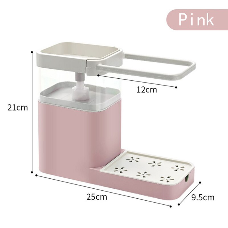 Multifunctionele Spons Rack Zeepdispenser Handleiding Vloeibare Zeep Pomp Dispenser En Spons Caddy Keuken Schoonmaken Tool Opslag: 4