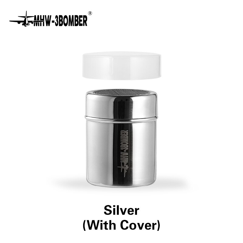 Chocolate Matcha Shaker Cocoa Flour Icing Stainless Steel Sugar Powder Coffee Sifter Lid Shaker Cooking Tools Coffee Accessories: Silver