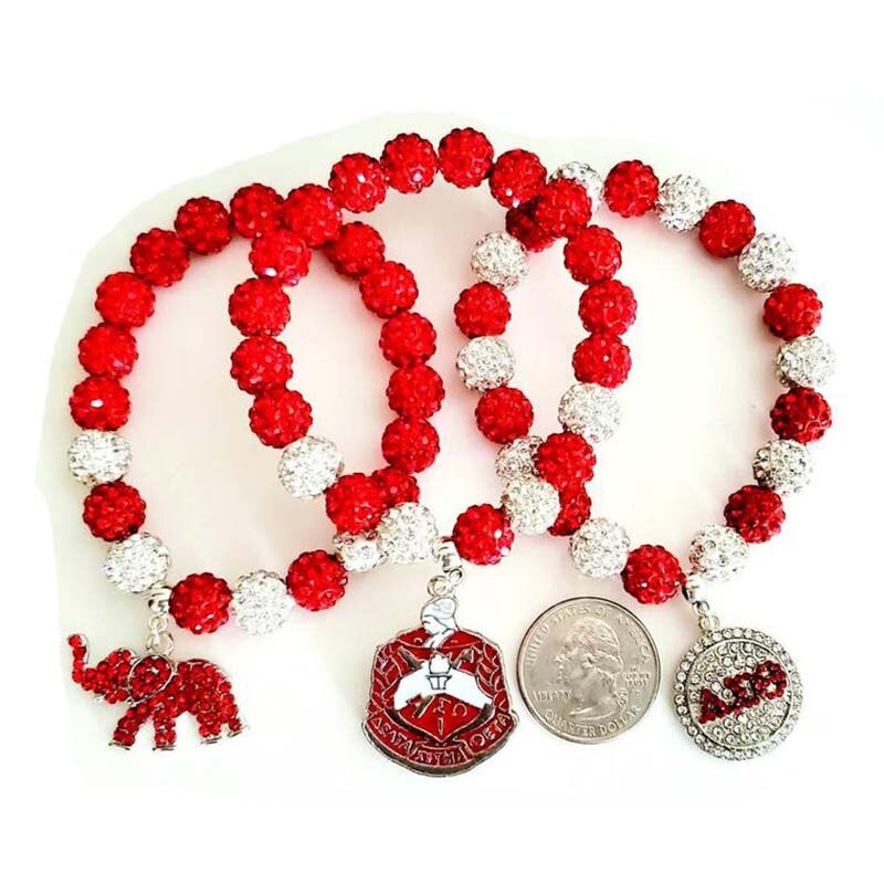 Rode Olifant Shiled Charm Strass Sieraden Crystal Kralen Charm Armbanden Voor Vrouwen: a set