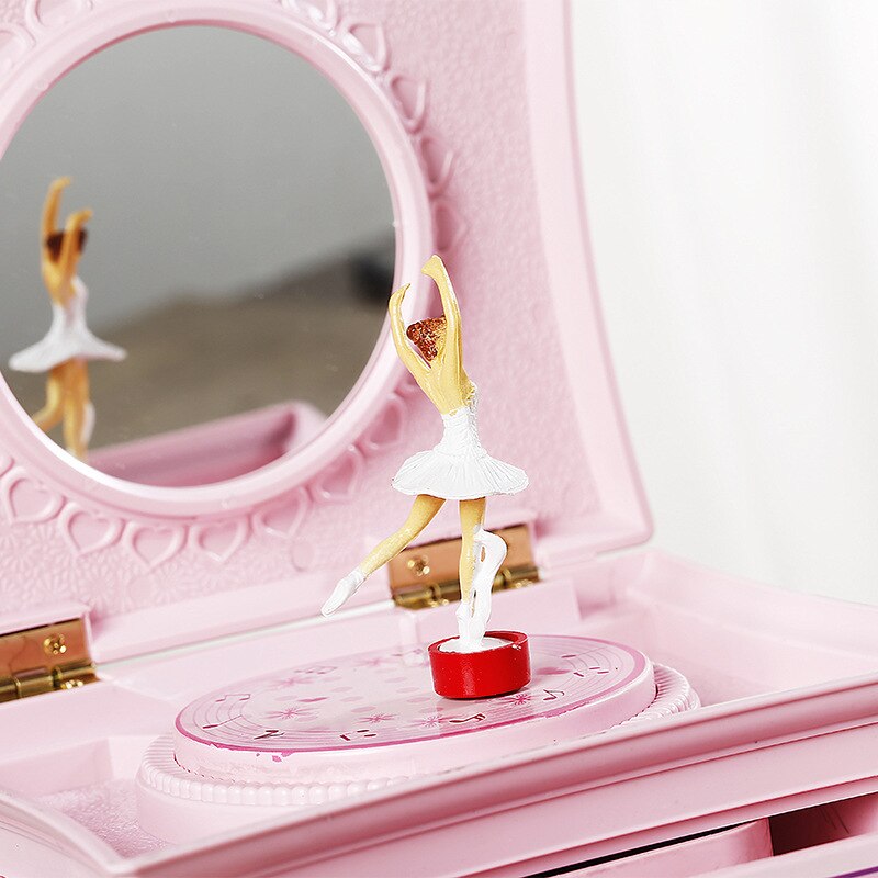 Dancer Rotating Music Box Classical Drawer Makeup Mirror Music Box Jewelry Storage Box To Send Girlfriend Box