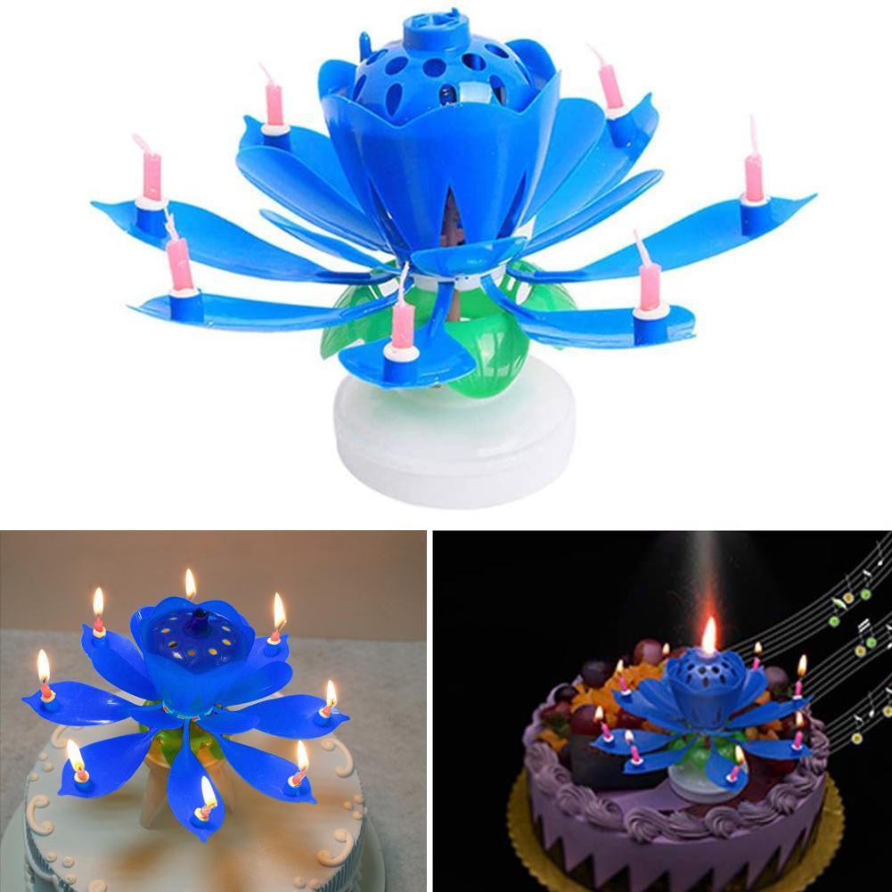 Music Birthday Candle Double Rotating Rotating Electronic Birthday Flat Party Bottom Candle Candle Lotus