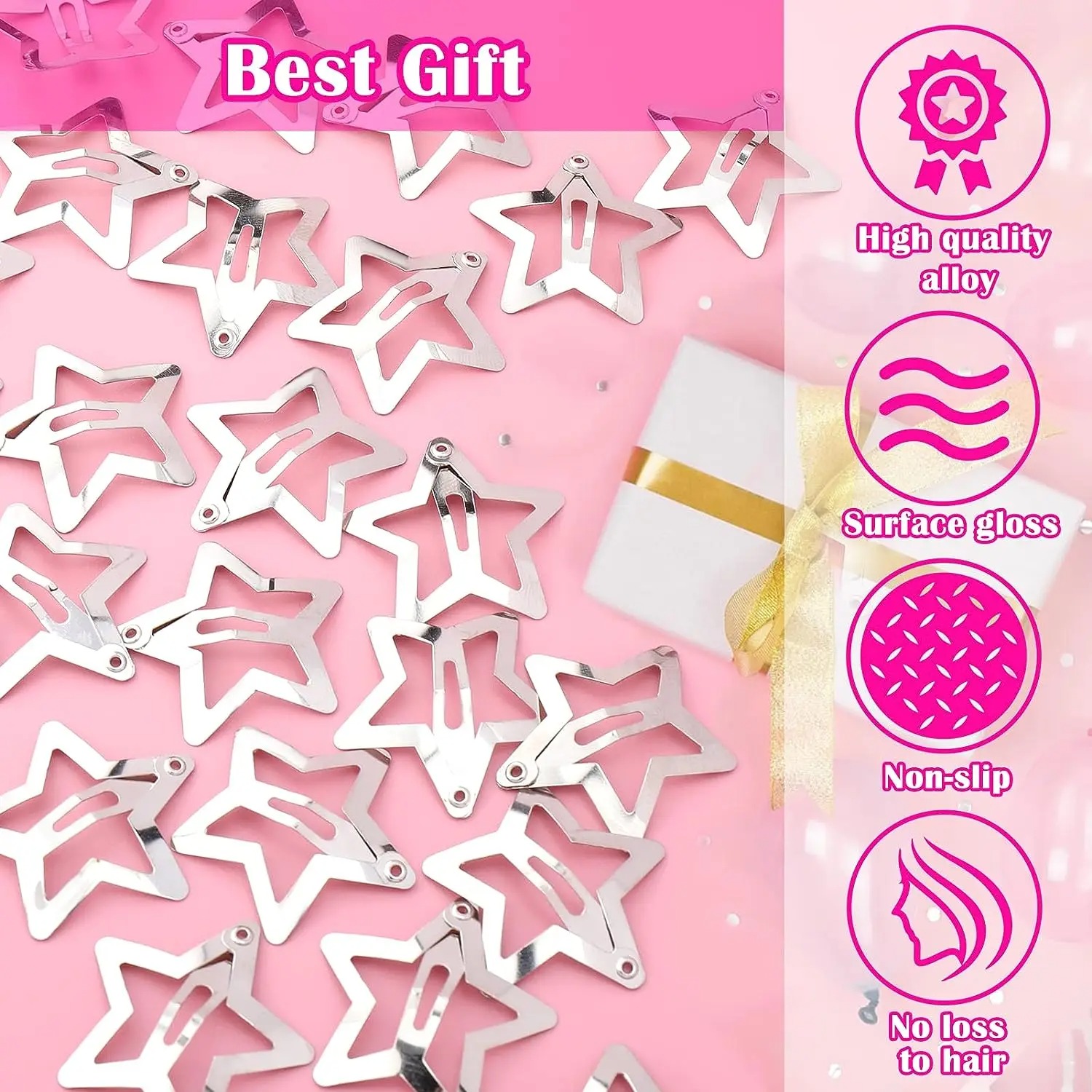 10/25/50/100/200 Uds Y2K pinzas para el cabello de estrella plateada para niñas Clip de Metal horquillas pasadores agarre para el cabello joya accesorios para el cabello