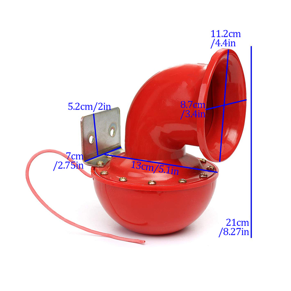 Bocina de coche de 12V y 200db, bocina roja, bocina eléctrica con sonido de vaca, bocina de Metal para camión, tren, barco, motocicleta, coche, camión, barco, súper ruidoso