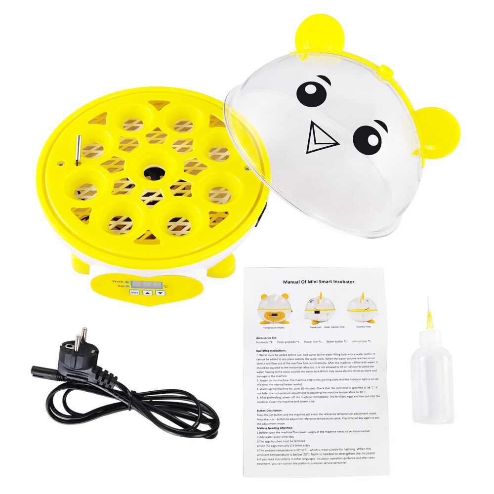 Incubadora Digital de 9 huevos para aves de corral, mejor incubadora de temperatura para granja, pollo, pato, pájaro, Paloma