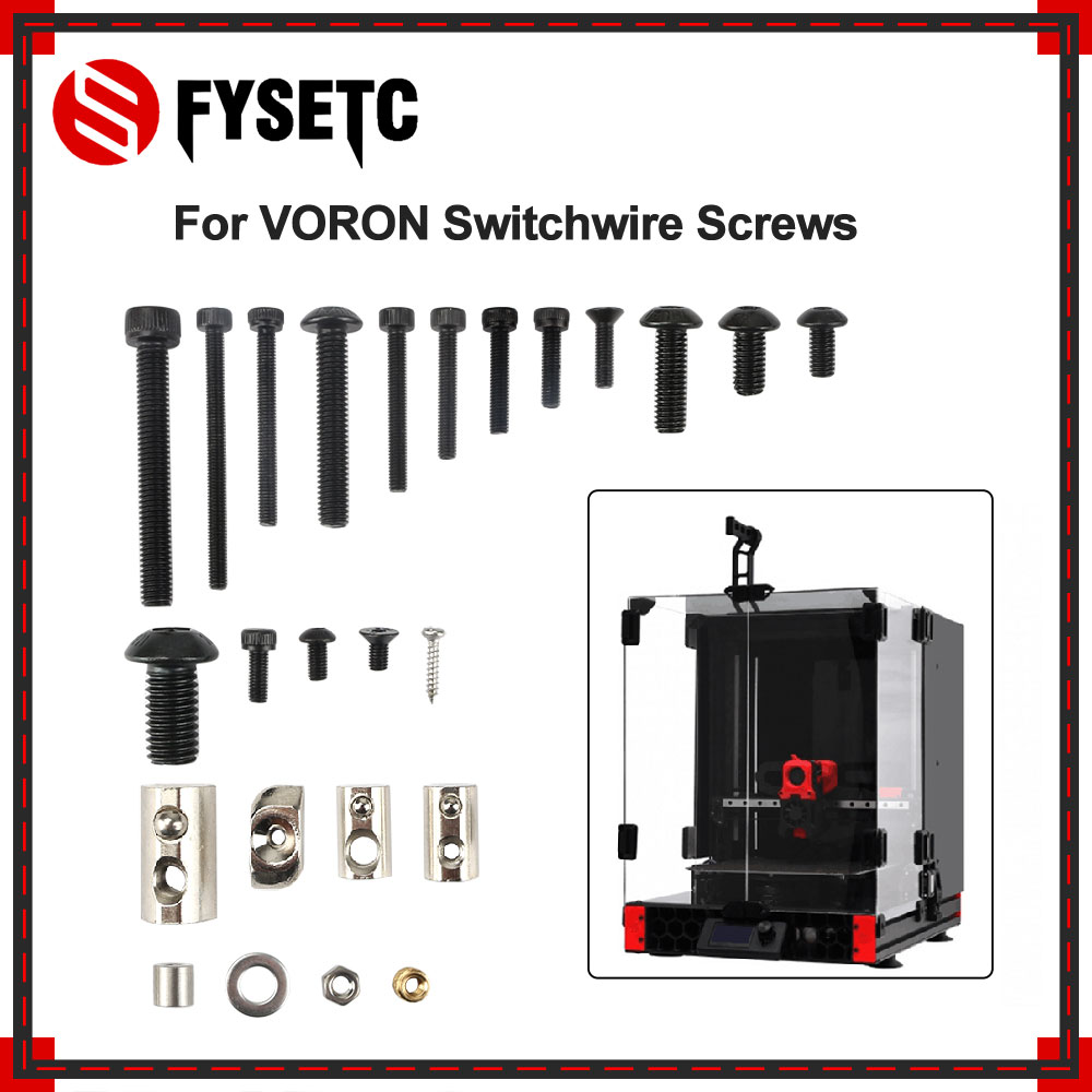 FYSETC 3d Printer DIY Project Fasteners Screws Nuts Full Kit 3d Printer Accessories M3 M5 Screw Kit For Voron Switchwire