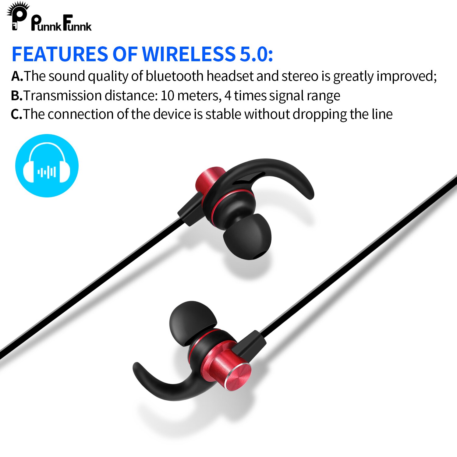 PunnkFunnk Bluetooth écouteur sans fil Sport bruit annulation casque Bluetooth 5.0 magnétique stéréo jeu casque écouteurs