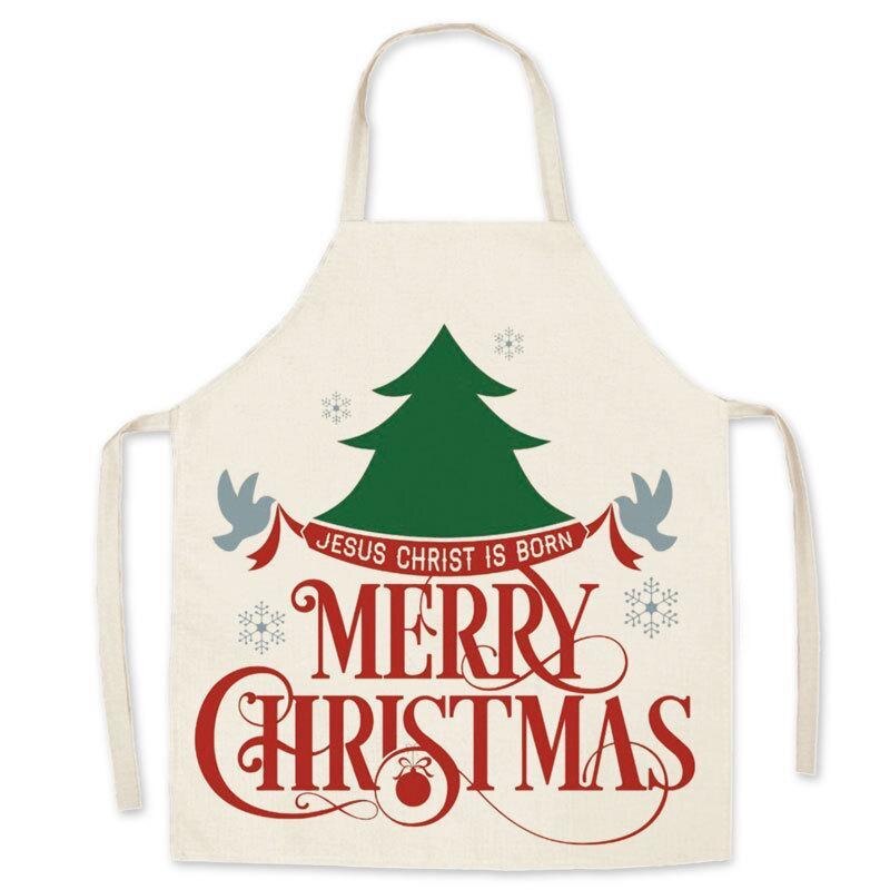Christmas Anti-greasy Kitchen Aprons for Cooking Adult Bibs Sleeveless Cotton Linen Aprons: A4 / S 45x56cm