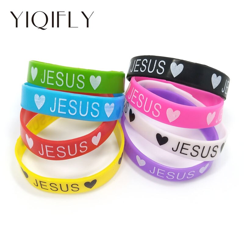 50 stück „Liebe Jesus“-armbänder aus umweltfreundlichem silikon, schmuck, farbmix (zufällige auswahl)