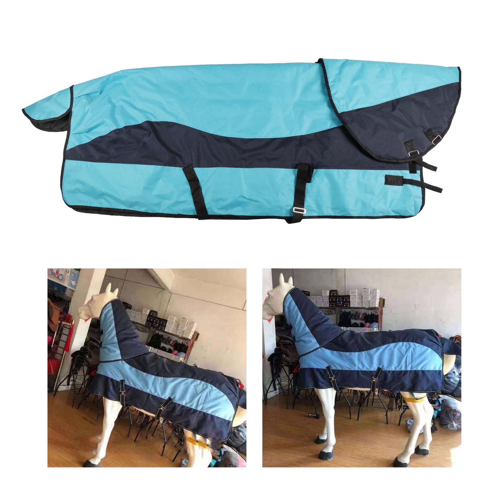 Thermal Horse Turnout Sheet Equestrian Blanket Coat Equine Warmer, Waterproof, Breathable, Windproof: Blue