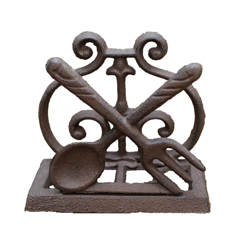 Rustieke kat gietijzeren staande servethouder europese huistafel vogel vork lepel metalen tissuepapierhouder visitekaartjeshouders