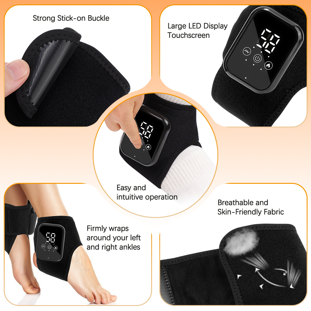 Oplaadbare Comprimeren Trillingen Voetmassageapparaat Enkelgewricht Bescherming Verwarmingsriem Enkelmassageapparaat Enkel Verwarmde Brace Wrap