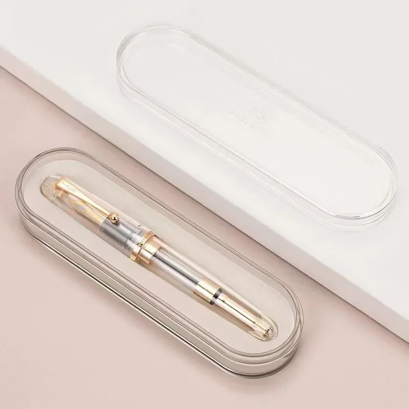 JinHao 9019 stylo plume acrylique Transparent stylo rotatif 40MM plume papeterie bureau fournitures scolaires convertisseur d'encre haute capacité