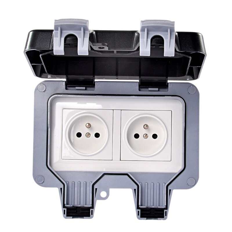 External Outdoor IP66 2 Slot Wall Socket Dustproof Surface-Mounted Protective C6UC