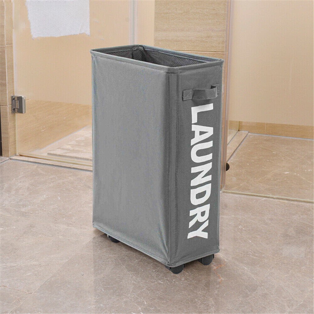 Rolling Corner Laundry Basket Slim Laundry Hamper with Mesh Cover Waterproof Clothes Toy Storage Bin Organizer hamper