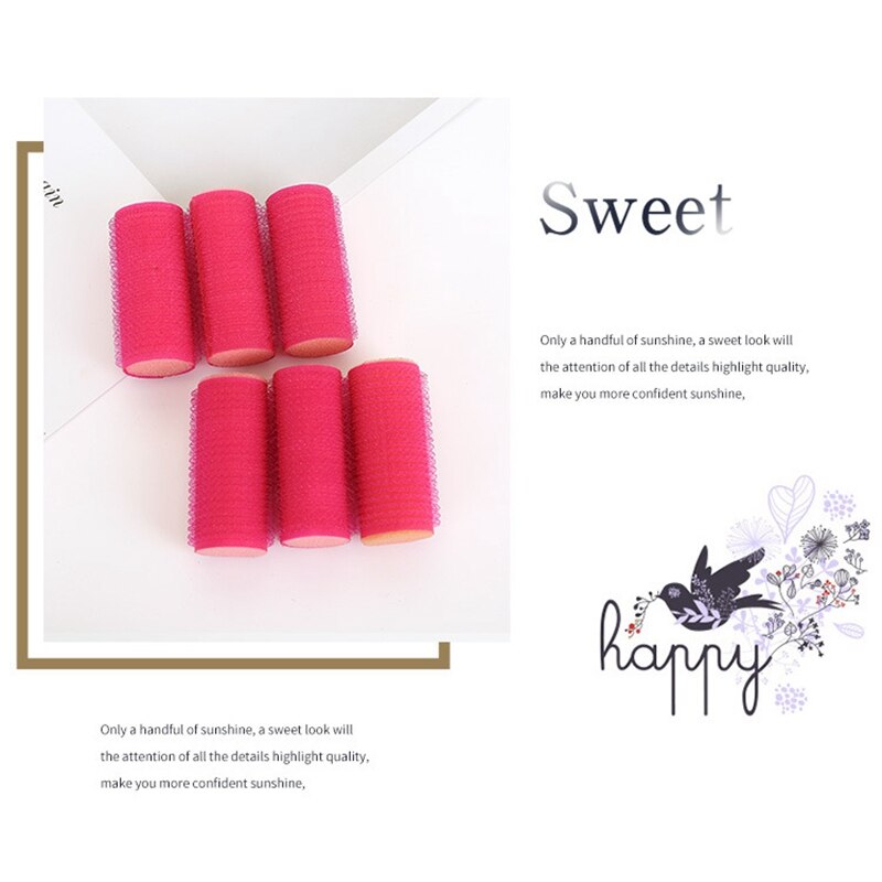 Haarrollers, zelfklemmende rollers, zelfklemmende rollers, salonkrullen, haarkrullen 6 stuks 2.5 x 6cm
