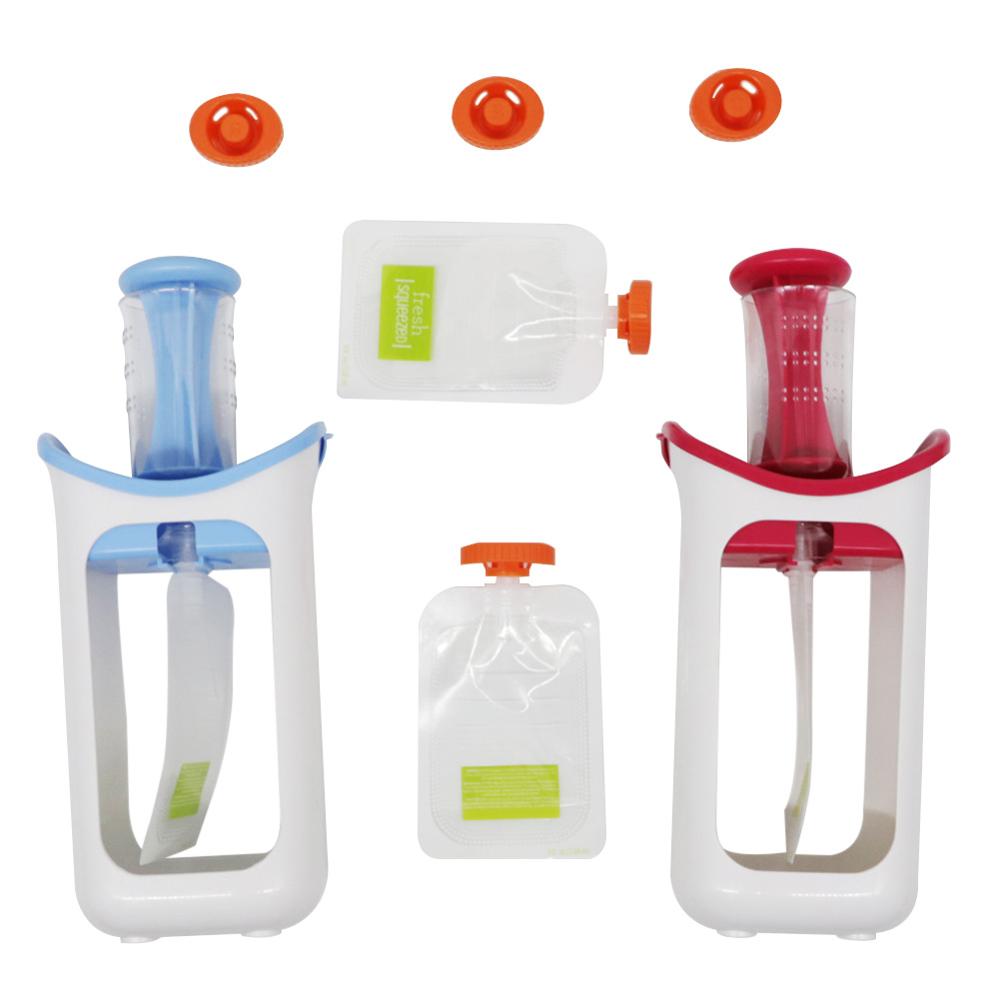 Voeden Gezonde Vriezer Opslag Handleiding Stamper Zelfgemaakte Squeeze Station Vruchtensap Met Herbruikbare Pouch Babyvoeding Maker Molen
