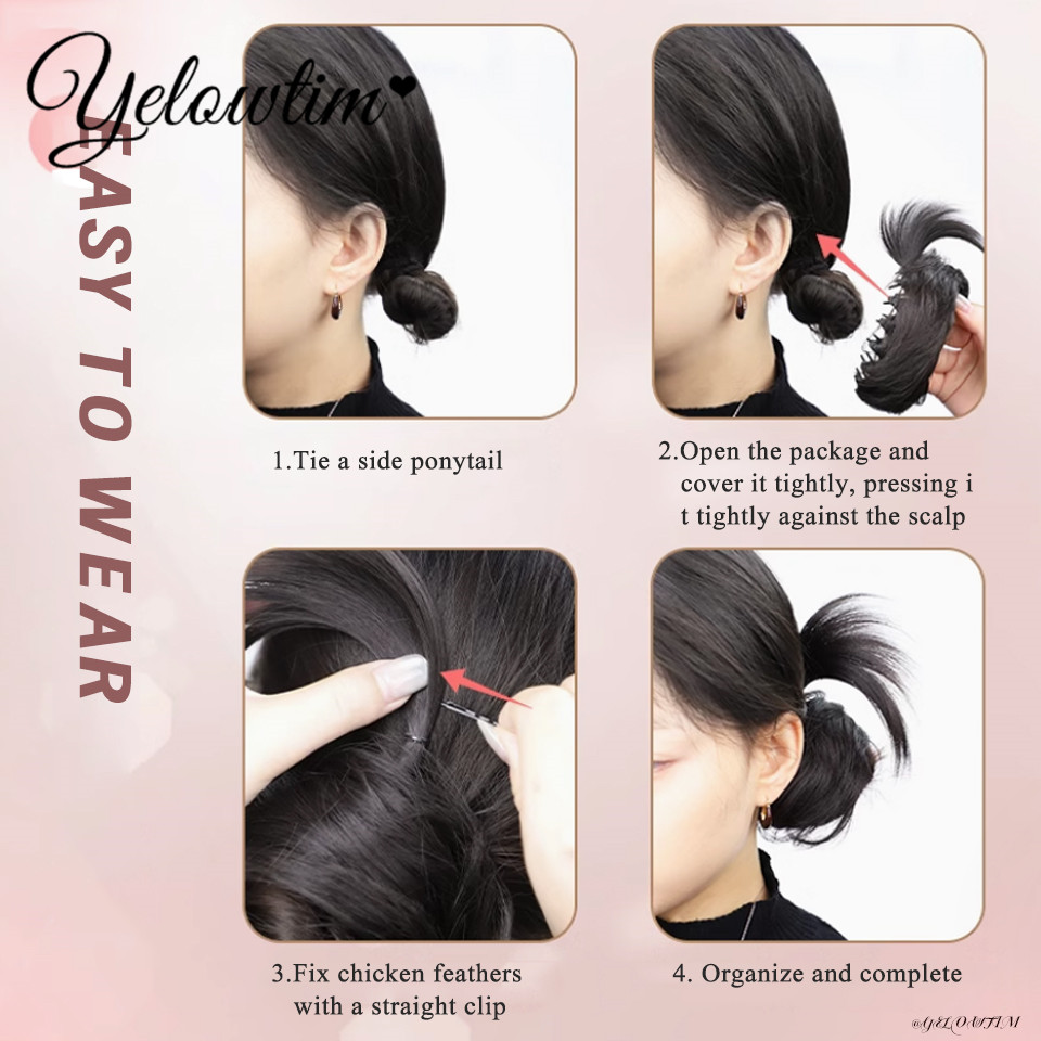 Coque pedaço de cabelo em linha reta chignon extensão mini faixa de borracha cabelo bun scrunchies sintético donut peruca acessório updo bun cabelo