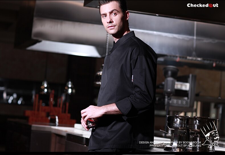 Unisex madservice tøj kokken uniform jakke restaurant hotel arbejdstøj langærmede åndbare stoffer 112