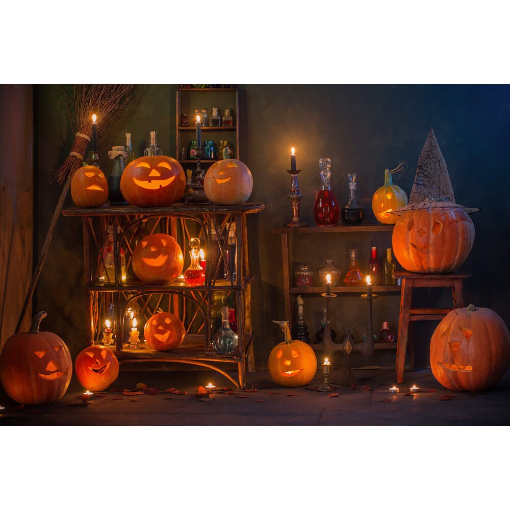 Halloween Kürbis Laterne Fotografie Kulissen Magier Haus Halloween freundlicher Porträt Hintergrund Kerze Trank Photocall