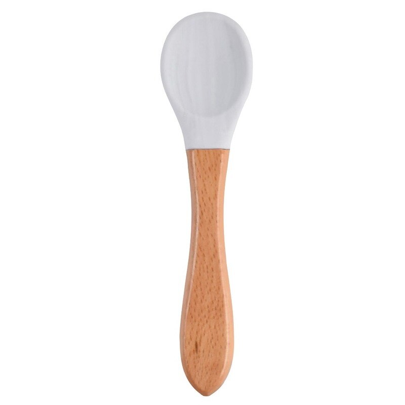 Baby Zachte Siliconen Lepel Snoep Kleur Veiligheid Baby Leren Houten Lepel Antislip Lepel Kinderen Kids Jongen Meisje Voedsel voeden Gereedschap
