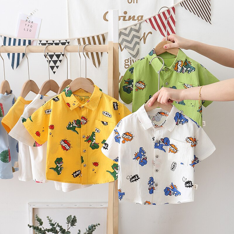Børn printe dinosaur drenge/piger skjorter børn toppe langærmet baby tøj baby top t-shirts 0-5 år