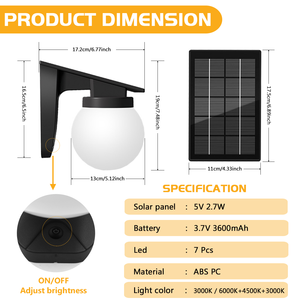 Outdoor Solar Light Verstelbare helderheid en kleur IP65 Waterdichte Solar Wandlamp Tuinverlichting op zonne-energie voor tuinhek