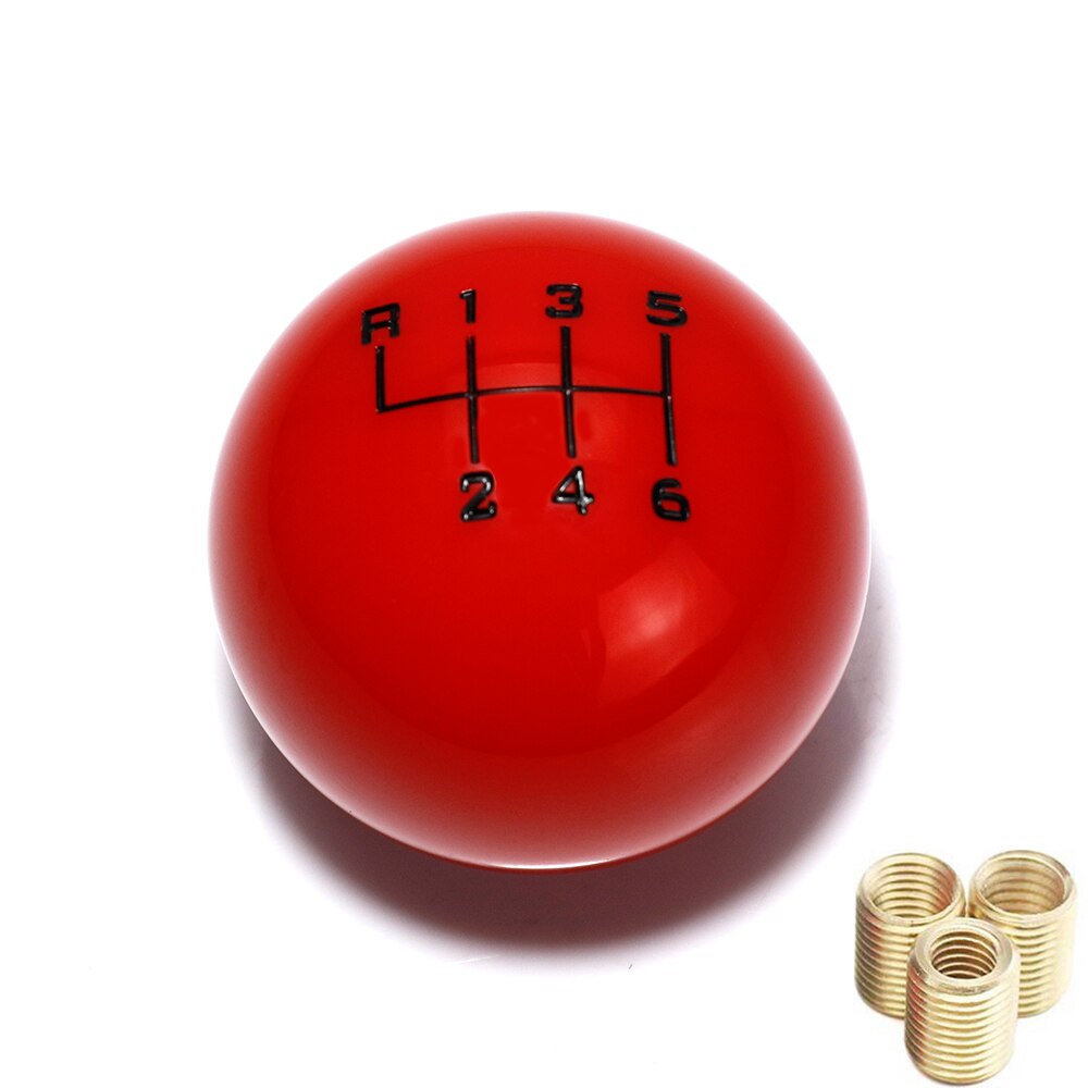 Universal 6 Speed ball shape Acrylic Gear Shift Knob Shifter Lever Head: 6 speed red