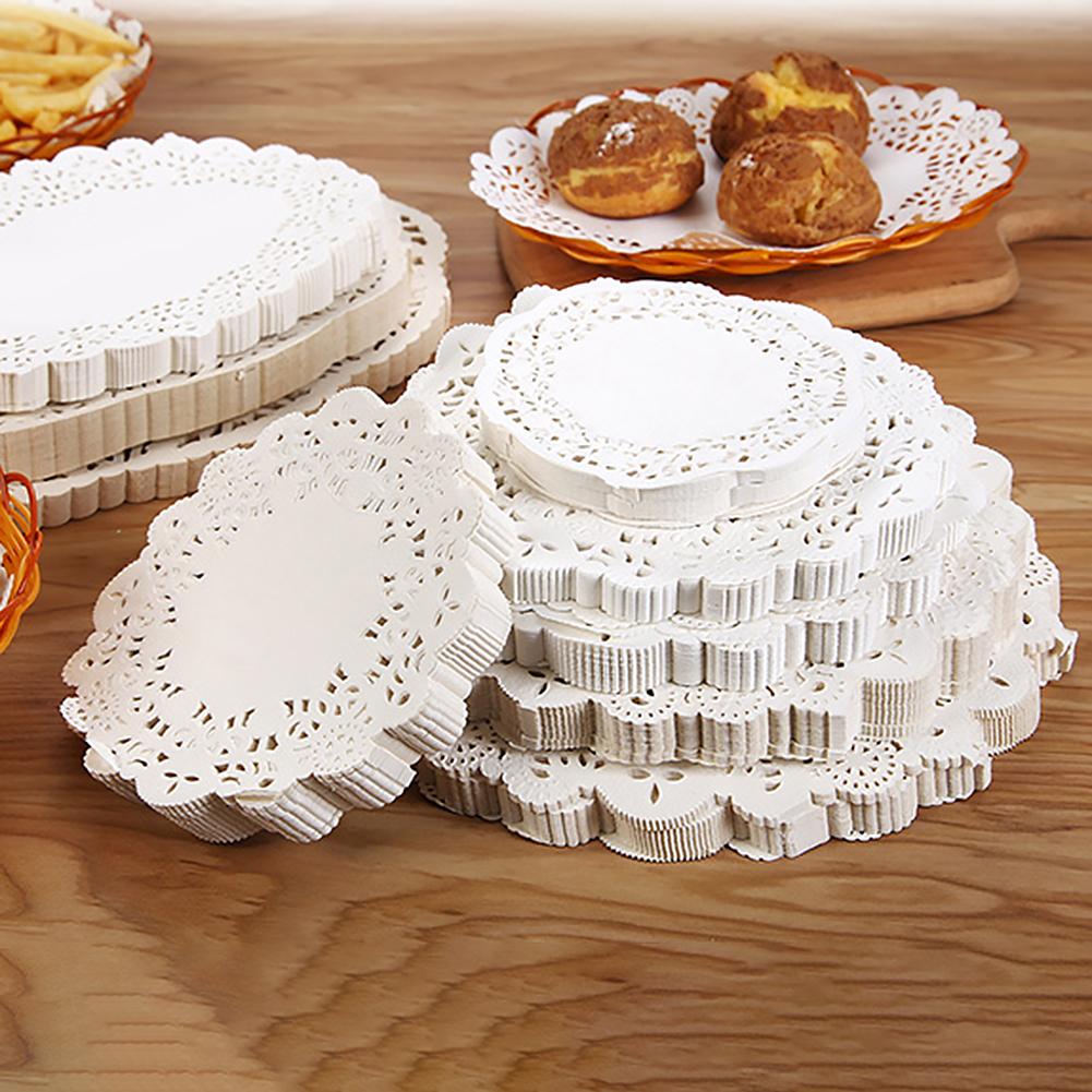 160Pcs 10.5/11.5/12.5 Inch Wegwerp Cake Papieren Borden Ronde Kleedje Kant Snack Papier Placemat Voor Desserts vinger Voedsel Muffins