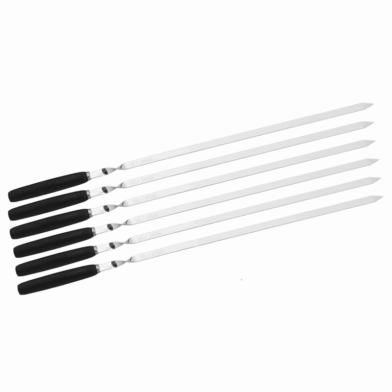 6PCS Wooden Barbecue Skewers Set w/Oxford Bag Long Barbecue Fork Shish Kebob Skewers For Beef Chicken Meat 21.6in