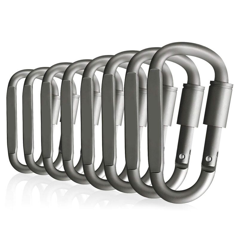 8 stuks d-ring karabijnhaak met schroefdop, aluminium sleutelhanger karabijnhaak, karabijnhaak voor kamperen, vissen, wandelen of reizen, buiten: Default Title