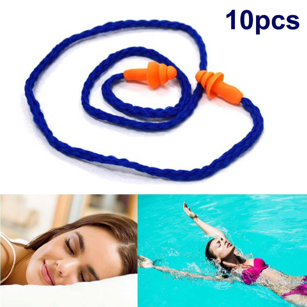 ESCAM 1/2/5/10pcs Soft Silicone Corded Ear Plugs ears Protector Reusable Hearing Protection Noise Reduction Earplugs Earmuff