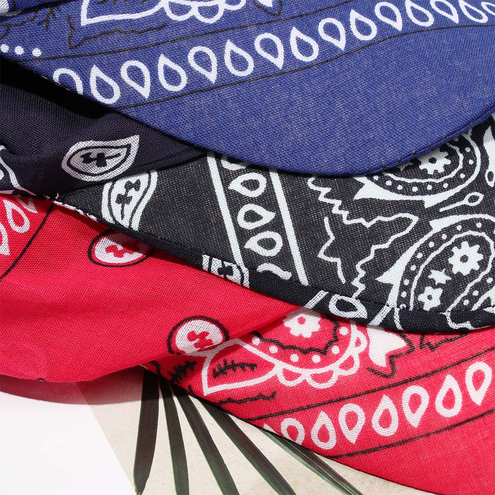 Cotton Visor Hat Women Men Unisex Printed Square Scarf Cap Soft Headscarf Outdoor Sunshade Hats