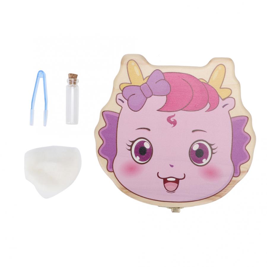 Wooden Baby Teeth Box Save Organizer First Tooth Collection Box Cartoon Milk Teeth Deciduous Storage Memory Box