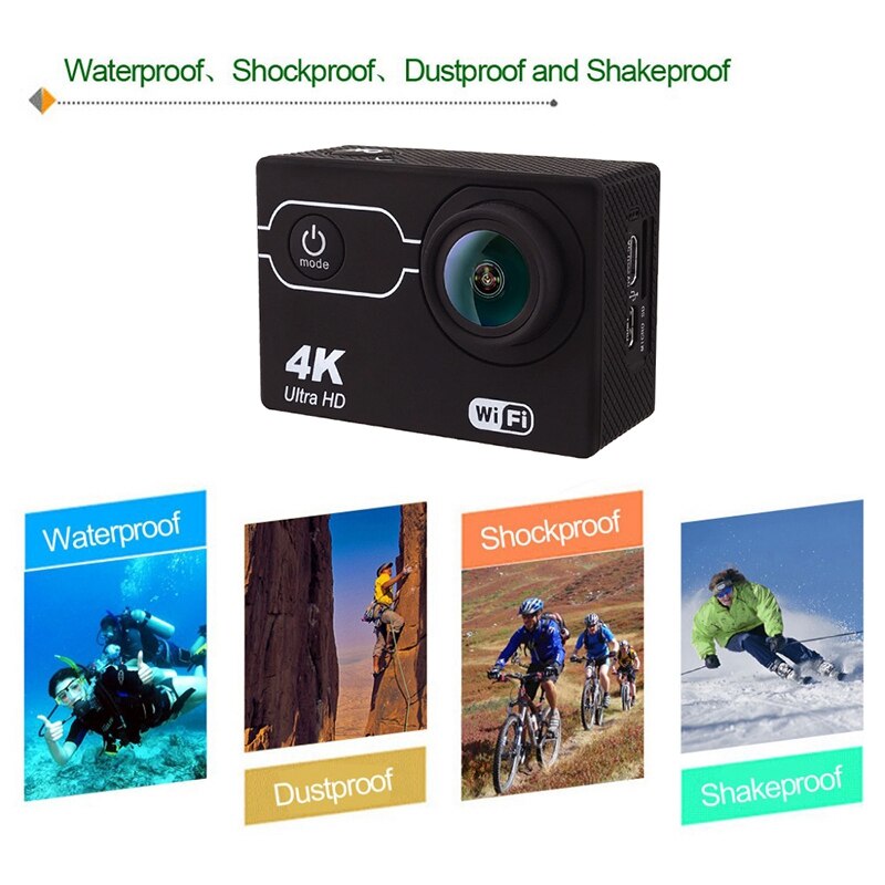 Wifi action camera 4k 30 fps 1080p hd 5mp helmcamera waterdicht 2.0 inch ips sn sportcamera