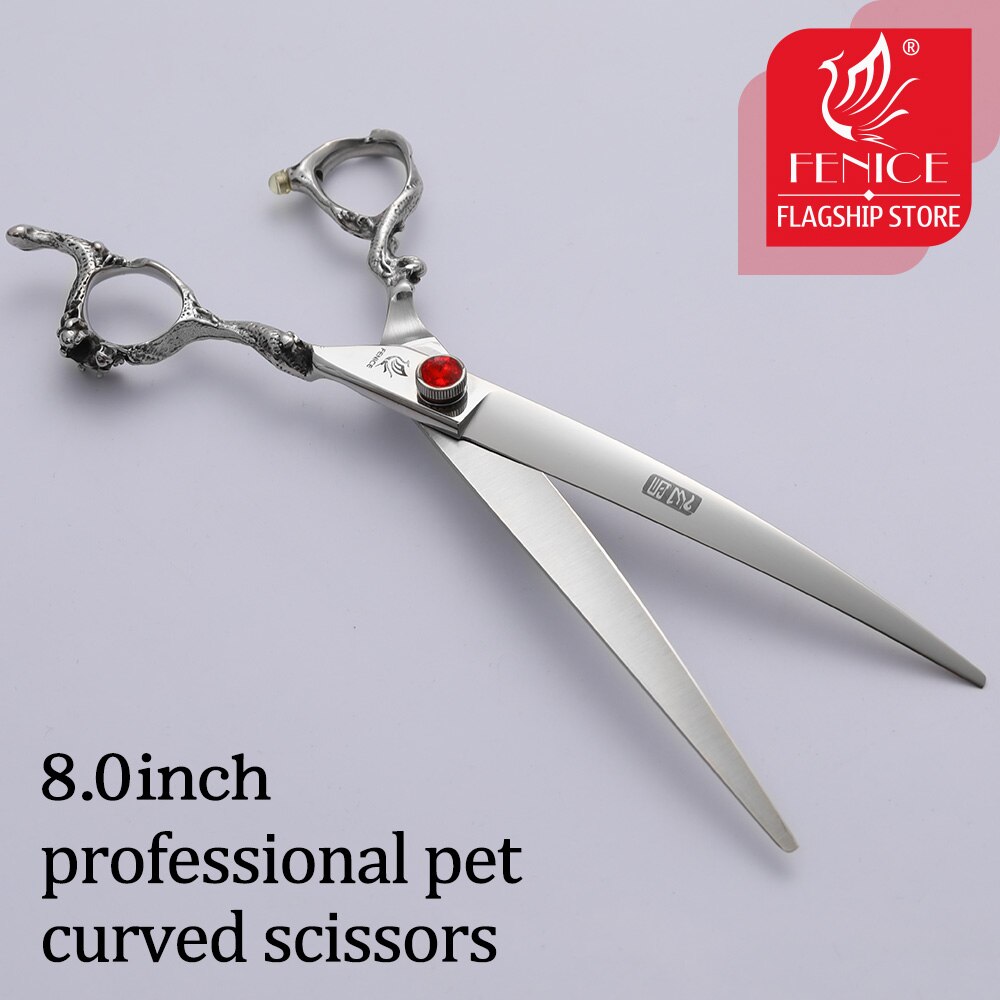 Fenice 8.0 inch Pet Grooming Curved Scissors JP440C Dog/Cat Shear Dragon Pattern