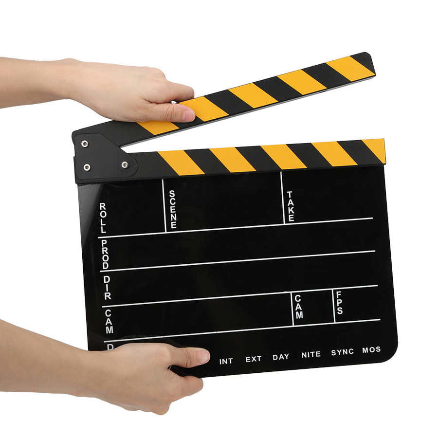 30x25CM Cinema Clapperboard Film Clapperboard Acrylic Clapperboard Movie Film Action Clap Director Photography Tool