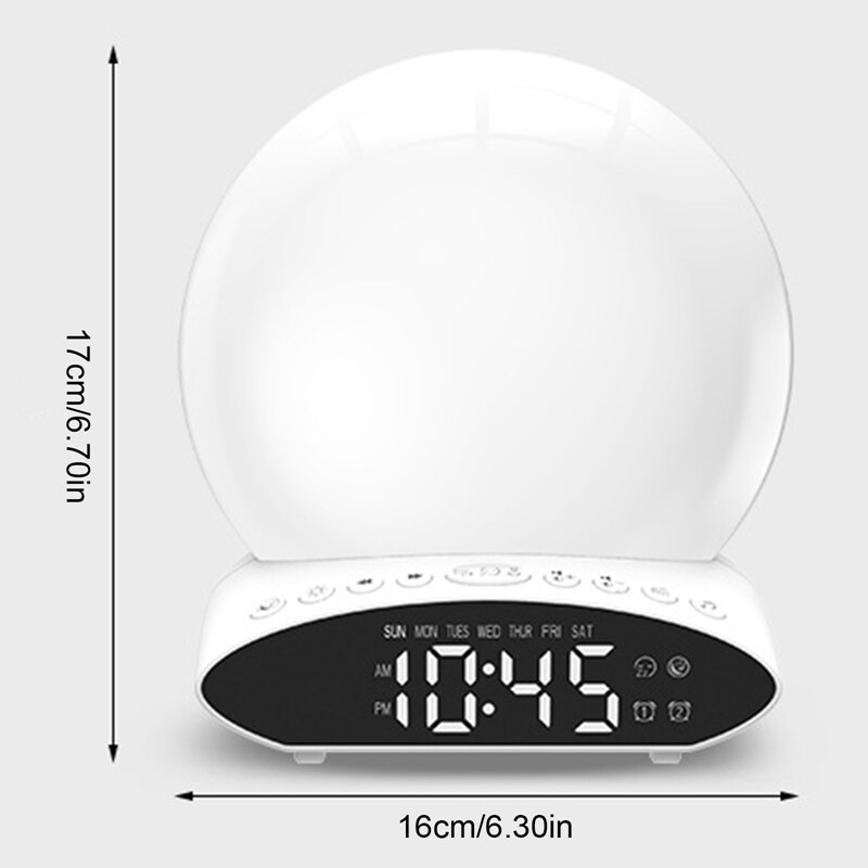 Wake Up Light Alarm Clock Digital Night Lamp Clock Colorful Simulation Sunrise and Sunset Music FM Radios Bedside Light