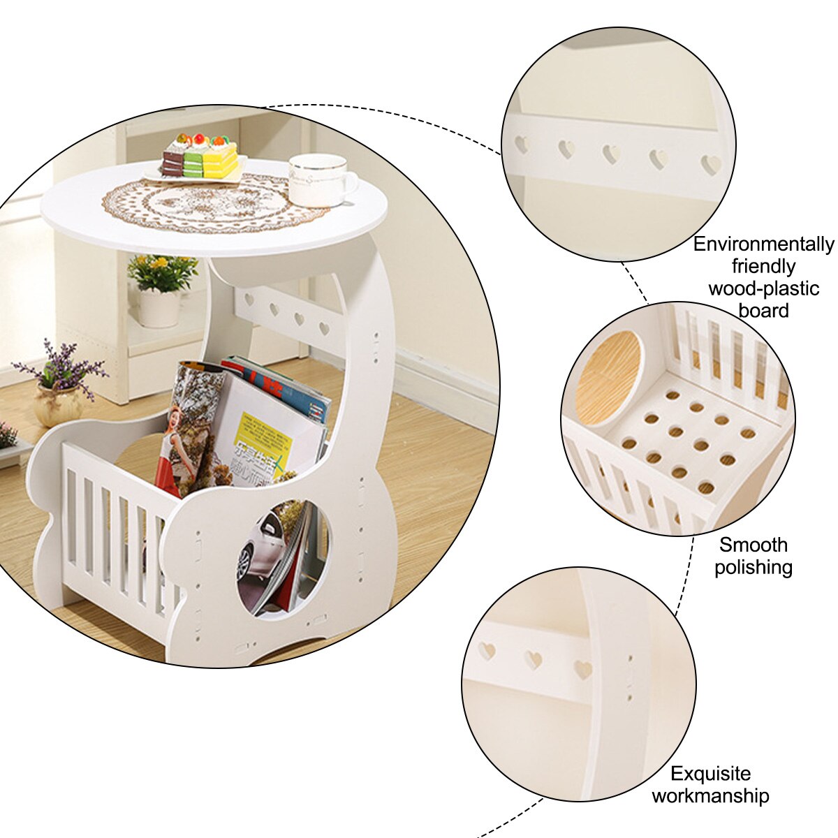 Mini Table basse ronde en plastique pour salon, su... – Grandado