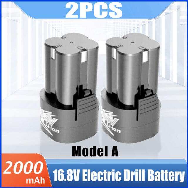16.8V 2000mAh Lithium Rechargeable Battery For Cordless Screwdriver Household Power Tools 18650 Hand Electric Drill Batteries: Model A 2PCS