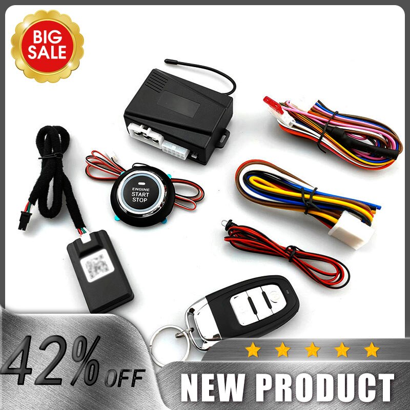 12.0V Remote Starter for Car Keyless Entry PKE Remote Engine Starters BT Phone Control Central Lock Kit with 1 Remote Controller