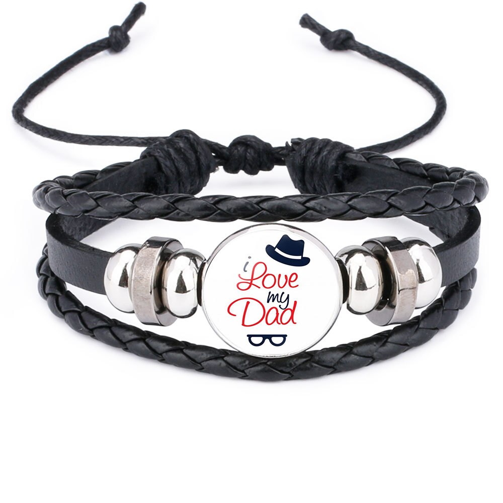 Vaderdag Beste Super Dad Hand Geweven Lederen Koord Glas Armband: 4
