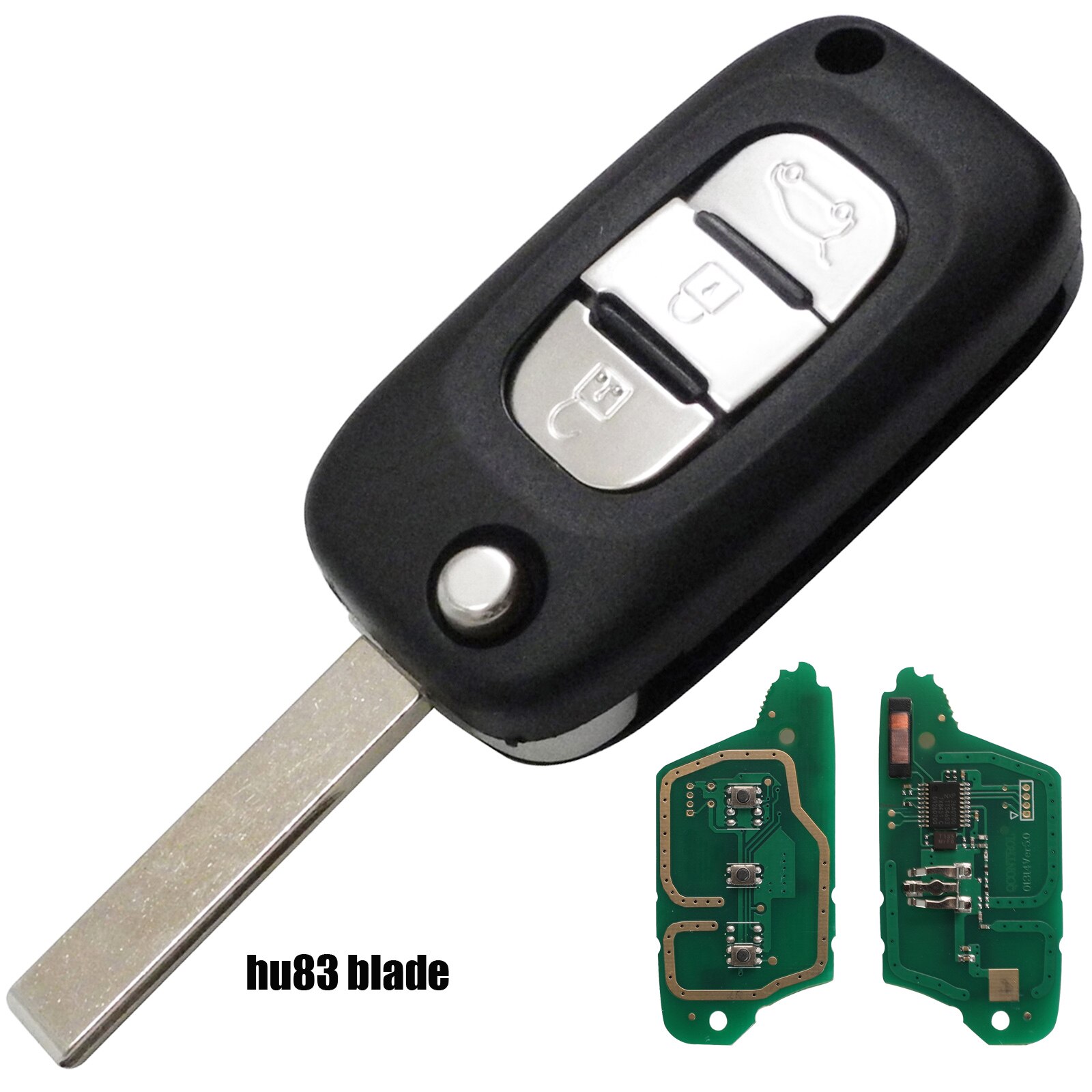 jingyuqin ASK FSK ID46 433MHZ pcf7961 Remote Key Case Shell Cover For Renault Clio 3 Megane 3 Kangoo Modus Folding Flid: hu83 Blade / FSK