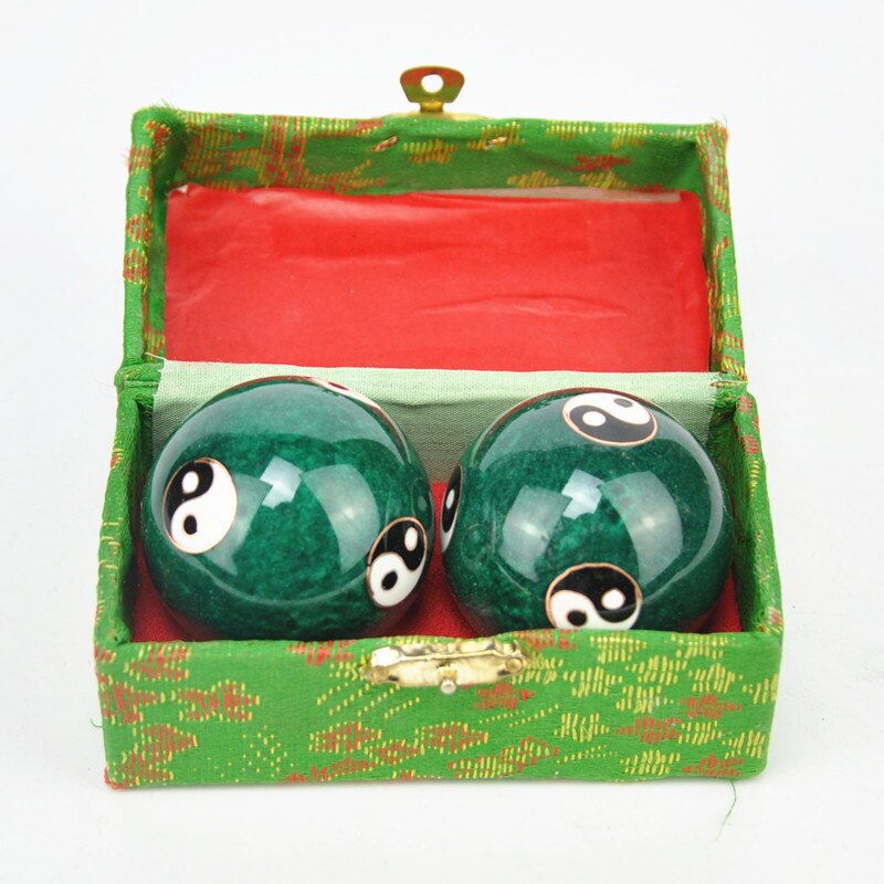 Boule de santé cloisonnée chinoise, soulagement du Stress, thérapie à la main, masseur, Yin Yang, balles de Fitness: Green