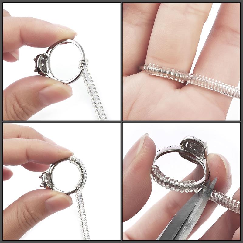 4pcs Jewelry Tools Equipments Ring Adjuster Transparent Spiral Cord Ring Size Adjuster Tightener Reducer DIY Ring Resizing Tools