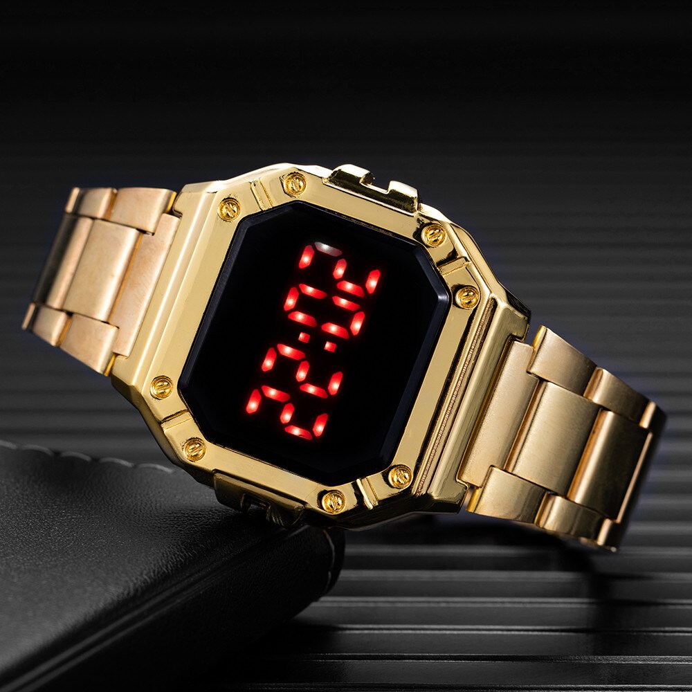 Digital Watch Women Men Unisex Luxury Stainless Steel Strap Wrist Watches Womens Alloy Dial Women&#39;s Electronic Clock Reloj Mujer