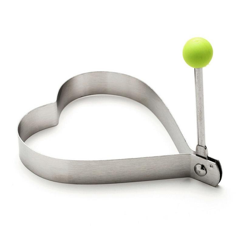 1Pcs Rvs Gebakken Ei Shaper Gebakken Ei Shaper Pancake Ring Cirkel Mal Hartvorm Keuken Gereedschap Bakken Accessoires: heart