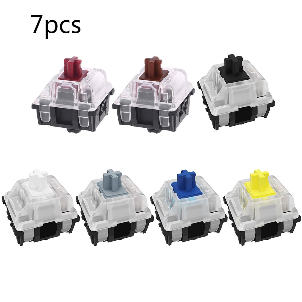 Gateron-interruptor óptico para reemplazar el Teclado mecánico, conmutador óptico GK61 SK64, azul, rojo, marrón, negro, amarillo, eje blanco: 7Pcs Mix Color