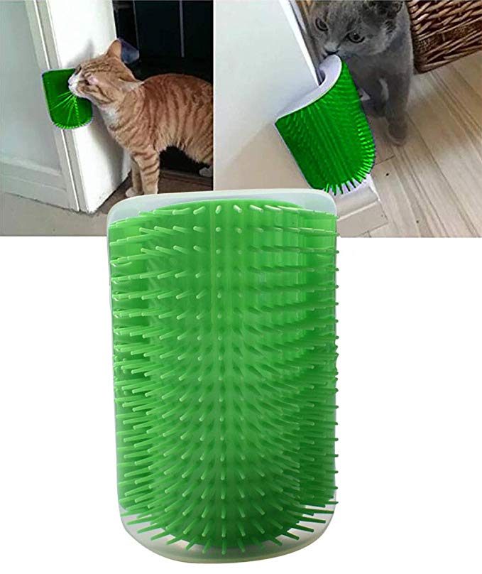 Cepillo de aseo para gatos, despegable, automasajeador, desgranador, peine para depilación para gatos pequeños, cepillo de Catnip instalable, producto para mascotas: green
