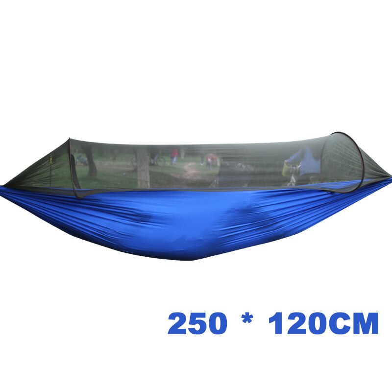 Tragbare Hohe Festigkeit Fallschirm Stoff Camping Hängematte Hängen Bett Moskito Netz Schlafen Hängematte Ich bin Freien Hängematte Heimat Reise: Single Blau