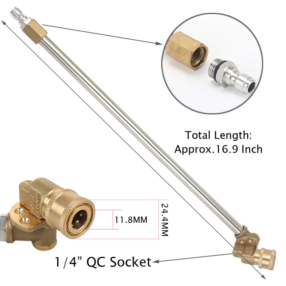 Hogedrukreiniger Wand Met Instelbare Hoek Nozzle, 16 In Ch Spuitlans 180 Graden Met 5 Hoeken Quick Connect Pivot Adapter